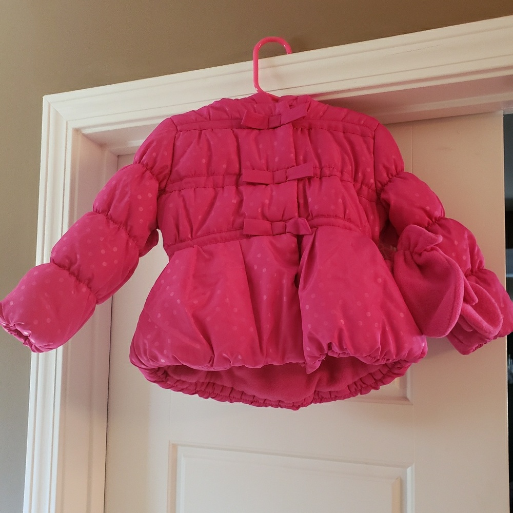 Baby Girl's Pink Bow Dot Puffer Coat